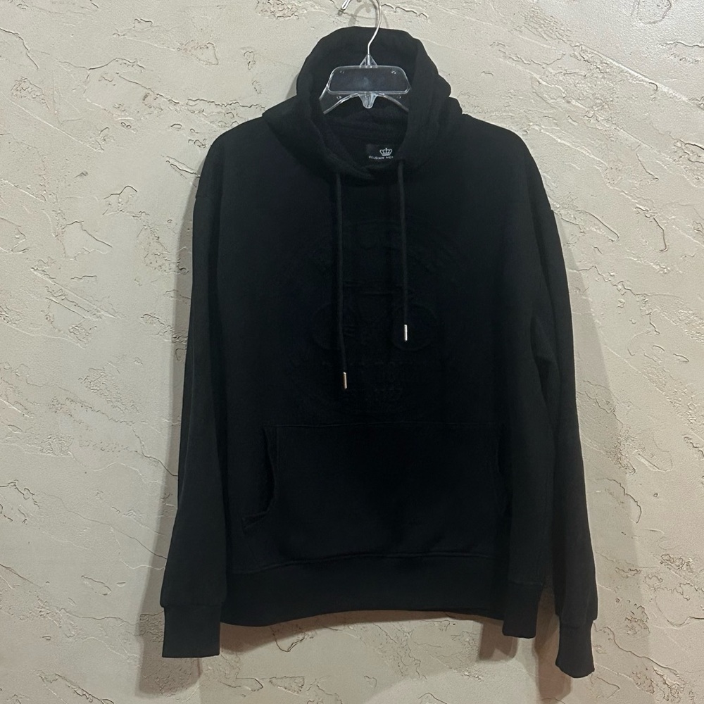 Belgian Heritage Men’s Black Hoodie with Drawstrings Brugge Bike Town size L